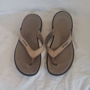 CROCS Men's Beige and Black Sandals Size 9